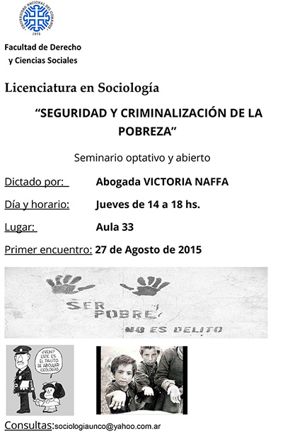 SEMINARIO SOBRE “SEGURIDAD Y CRIMINALIZACIÓN DE LA POBREZA” EN LA FADECS